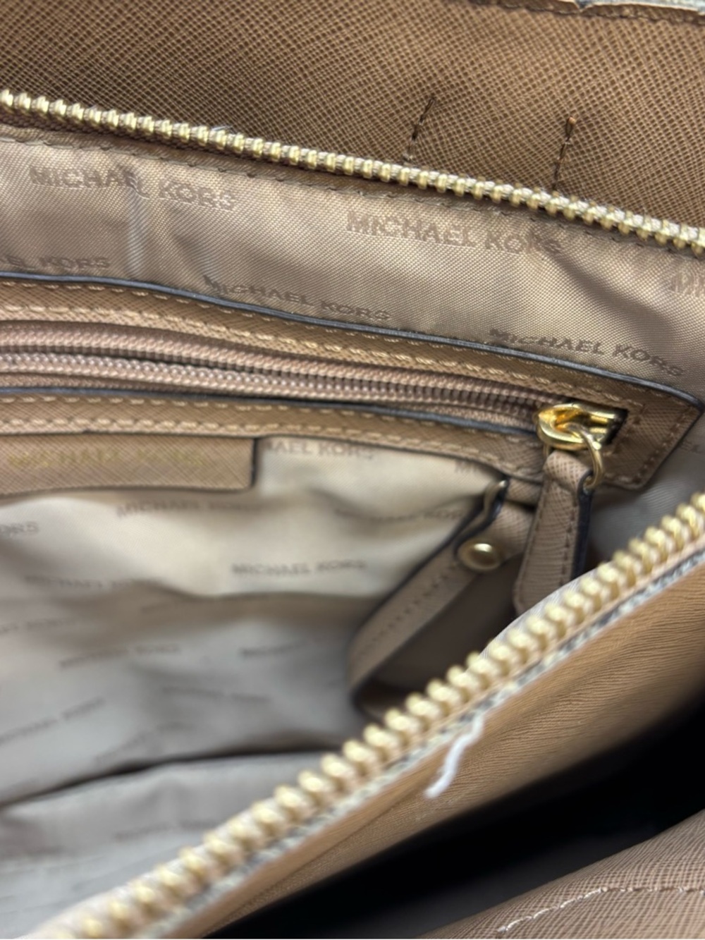 Michael Kors Logo Leather Mercer Stud & Grommet LG Tote Bag Purse Brown MK - Picture 6 of 8
